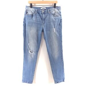 KanCan Women Jeans KC9101M Size 31 Blue Distressed Skinny Mid Rise Denim